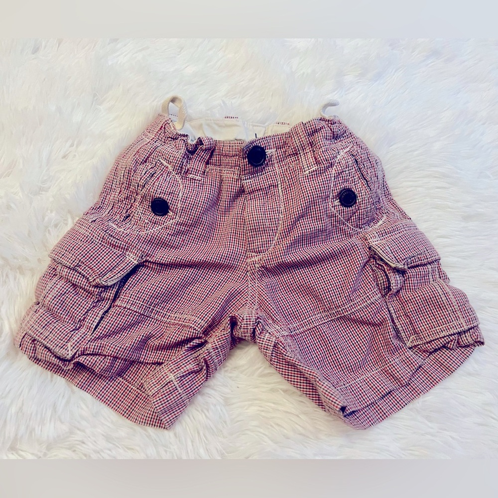 babyGap 12-18 Months Red & Blue Cargo Shorts Adjustable Boys